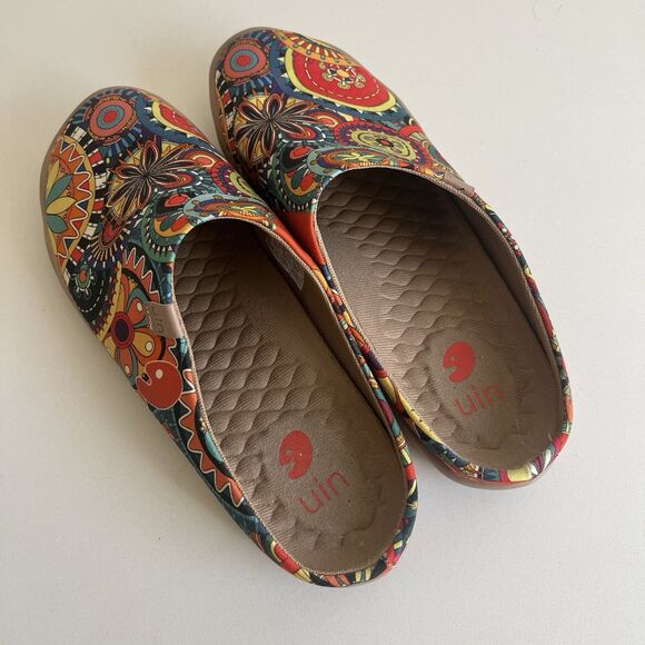 Uin Blossom Malaga Women's Slip On Mules Boho Floral Colorful Canvas Size 8.5 - Picture 4 of 9